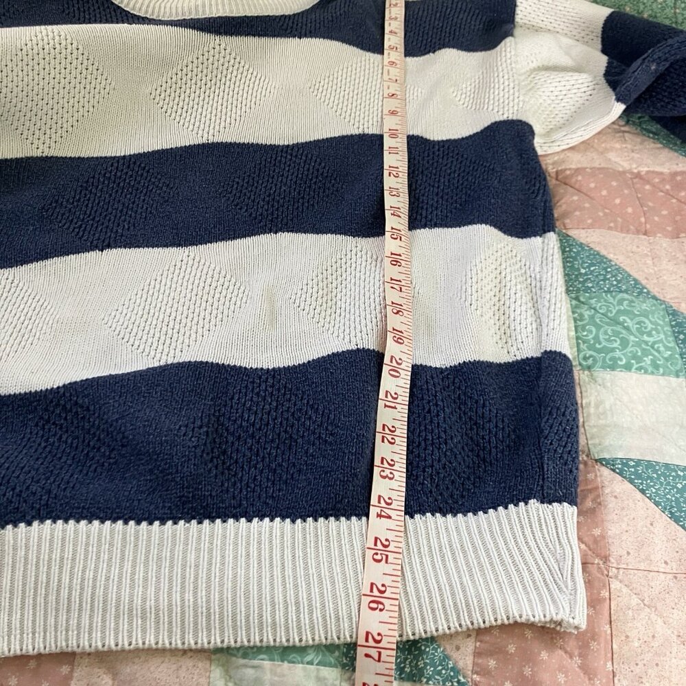 Vintage TT&Co Sport Sweater Womens M‎ Coastal Striped Grandpa Pullover - Picture 11 of 11
